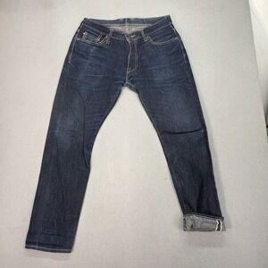 Sage Jeans Mens Indigo Blue Raw Selvedge Tapered Button Fly Denim Fits 30x28